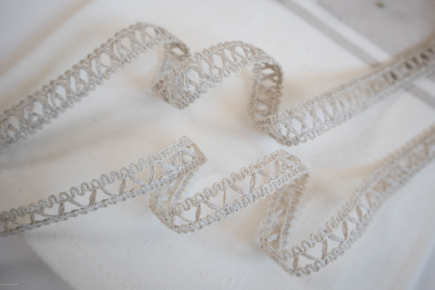Macramé style ribbon/ tape in 100% washed linen