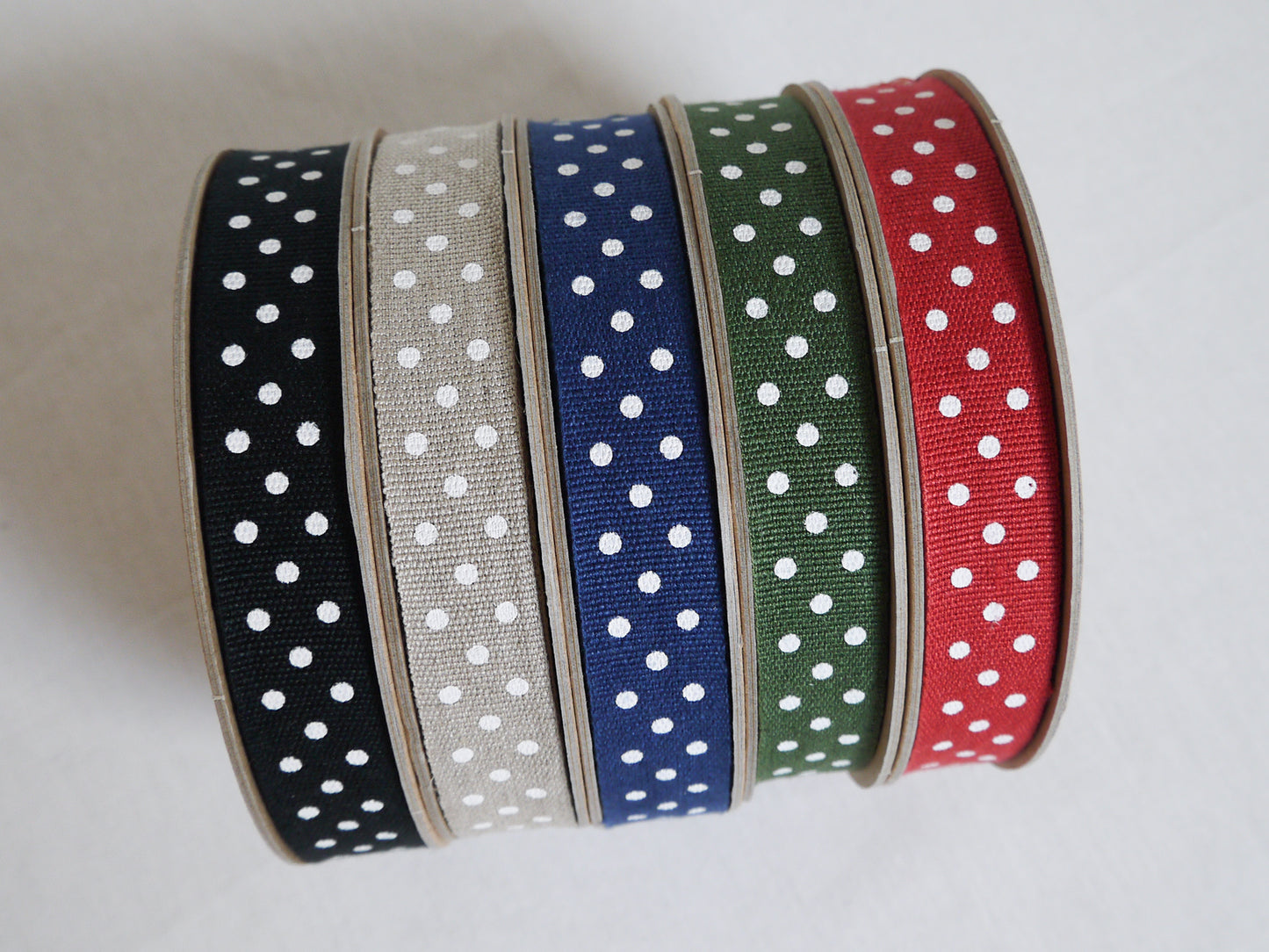 20mm Polka dots ribbon/ tape in 100% washed linen