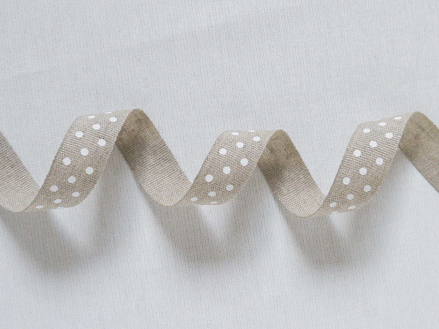 20mm Polka dots ribbon/ tape in 100% washed linen