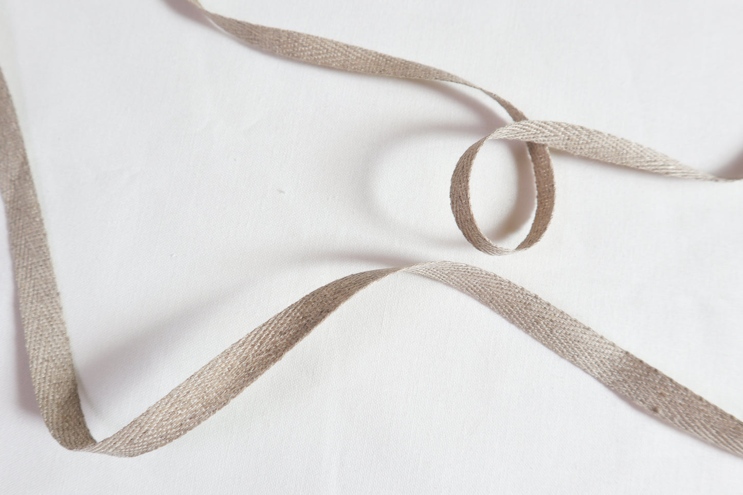 Herringbone style ribbon/ tape in 100% washed linen