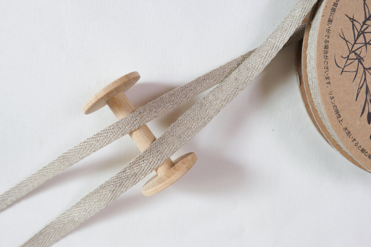 Herringbone style ribbon/ tape in 100% washed linen
