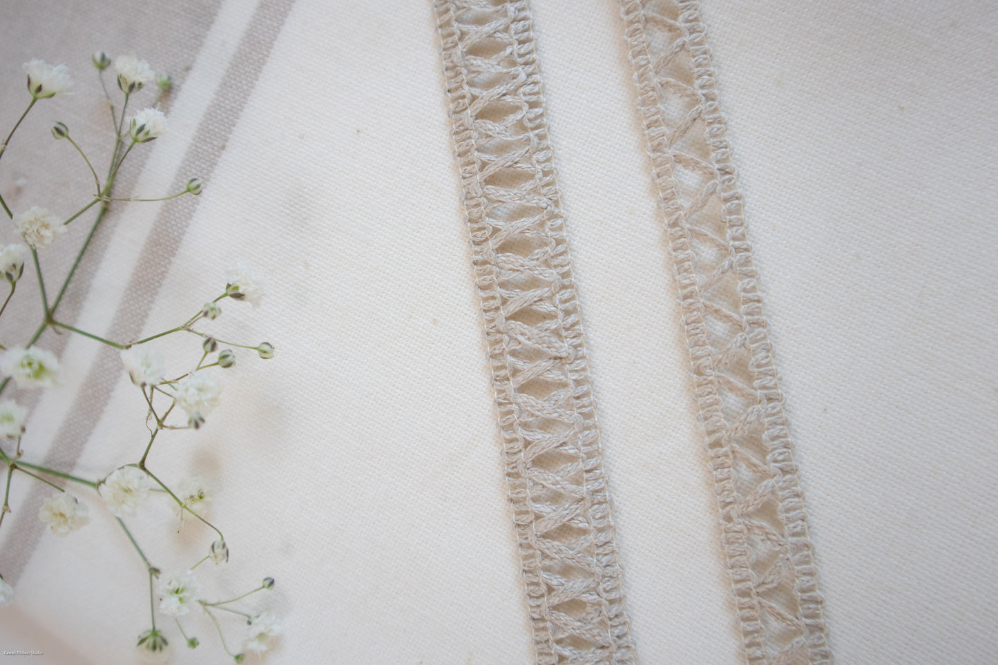 Macramé style ribbon/ tape in 100% washed linen