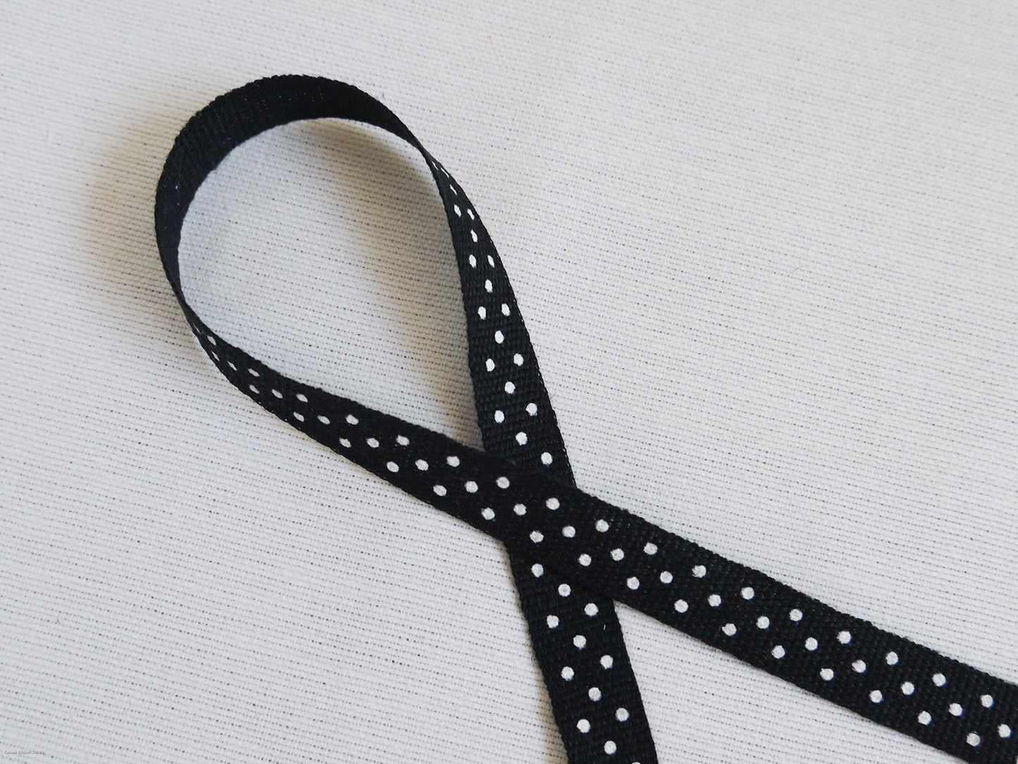 10mm Polka dots ribbon/ tape in 100% washed linen