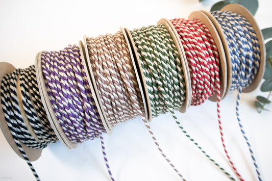 3mm striped cord in 100% washed linen / baker twine