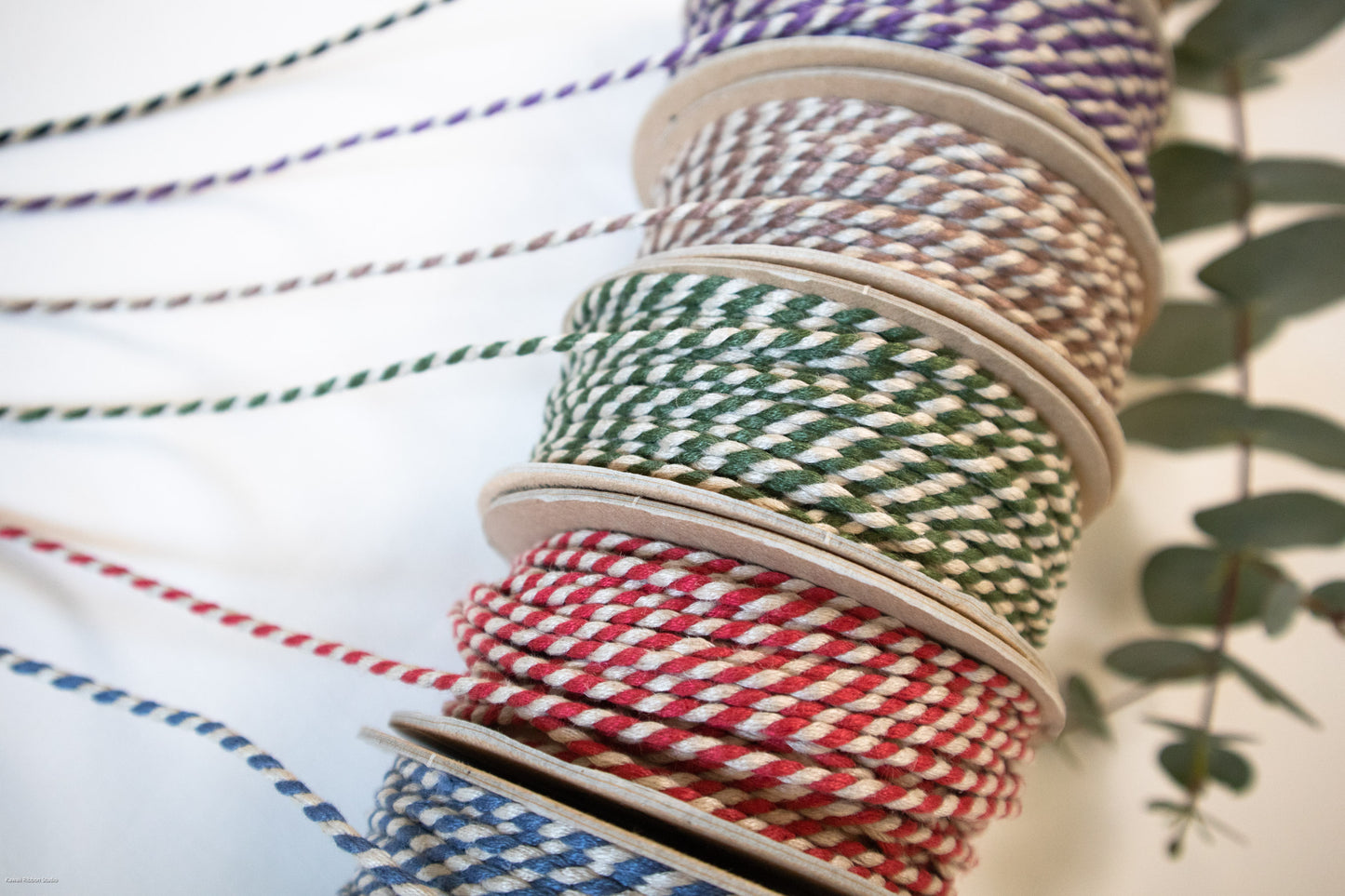 3mm striped cord in 100% washed linen / baker twine