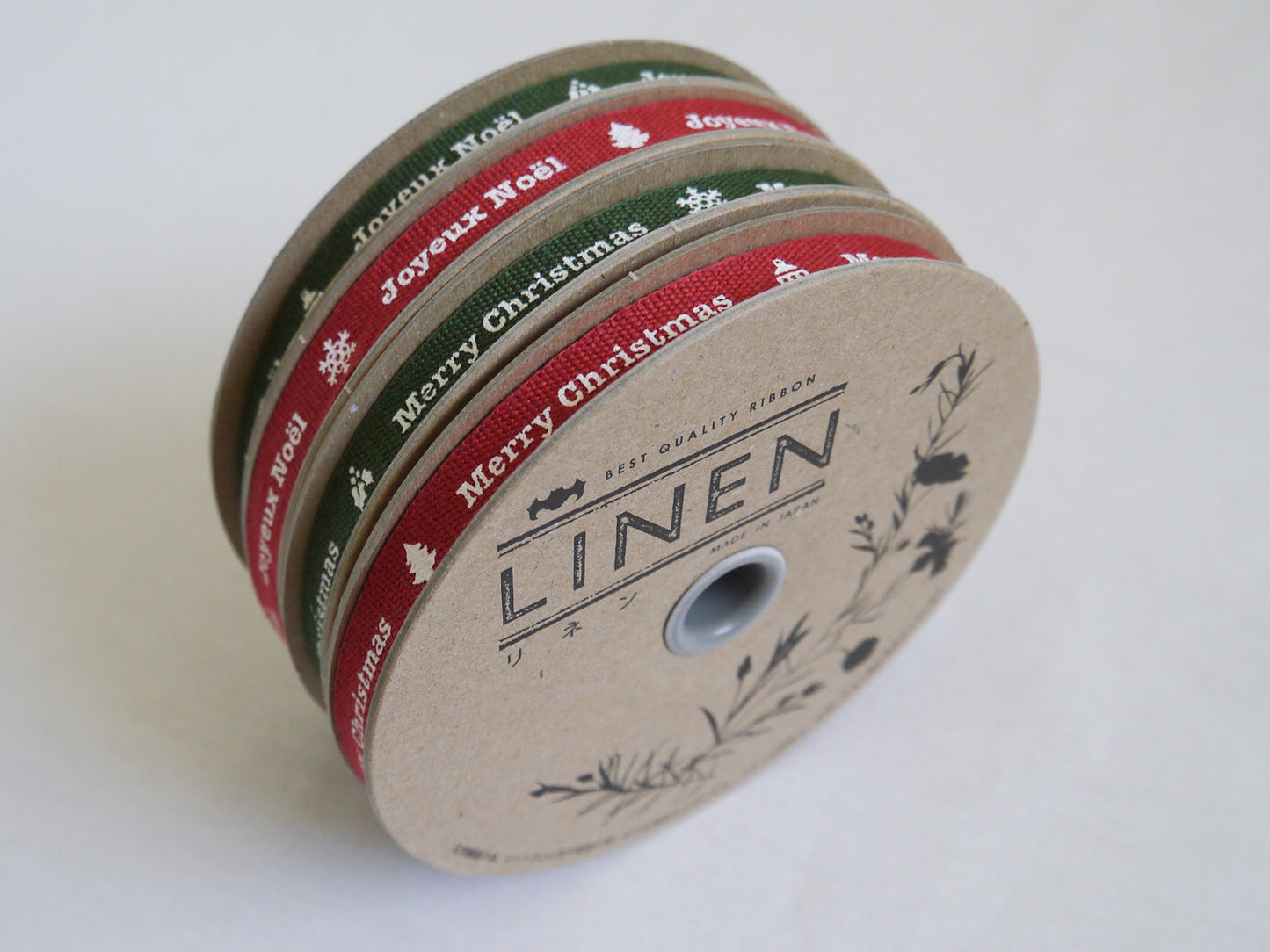 10mm Christmas ribbon in 100% washed linen