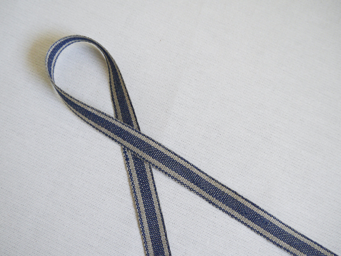 Stripe ribbon/ tape in 100% washed linen