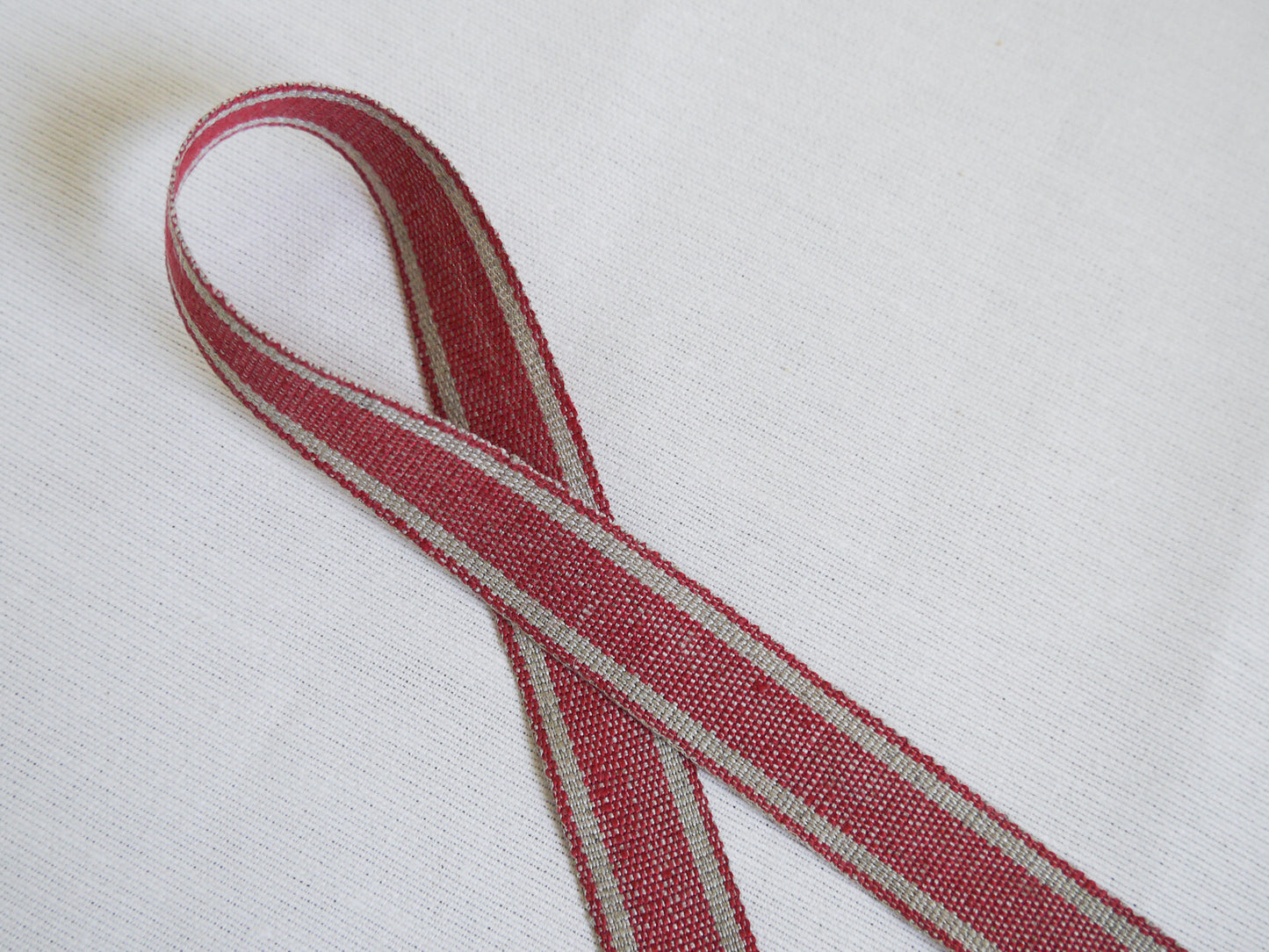 Stripe ribbon/ tape in 100% washed linen