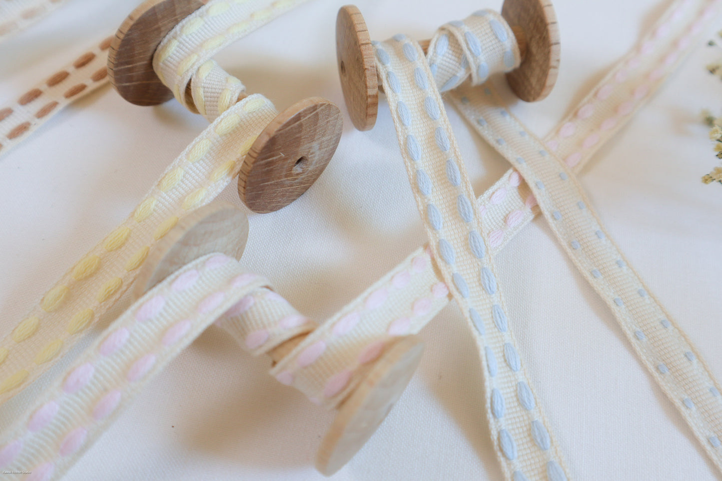 Stitched ribbon/ tape in 100% organic cotton