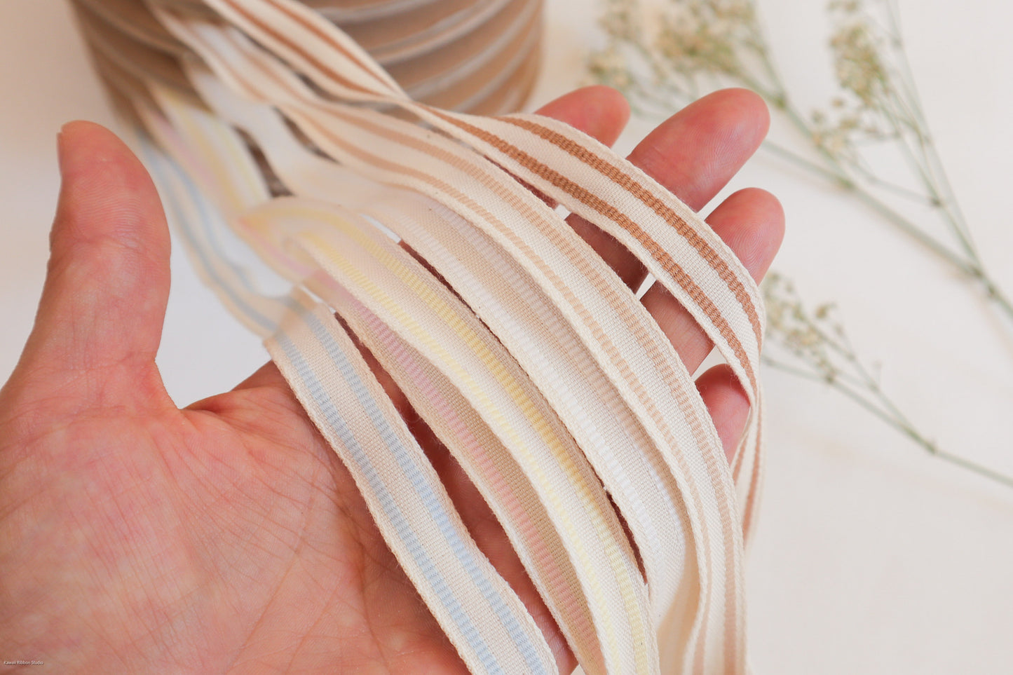 12mm stripe ribbon/ tape in 100% organic cotton