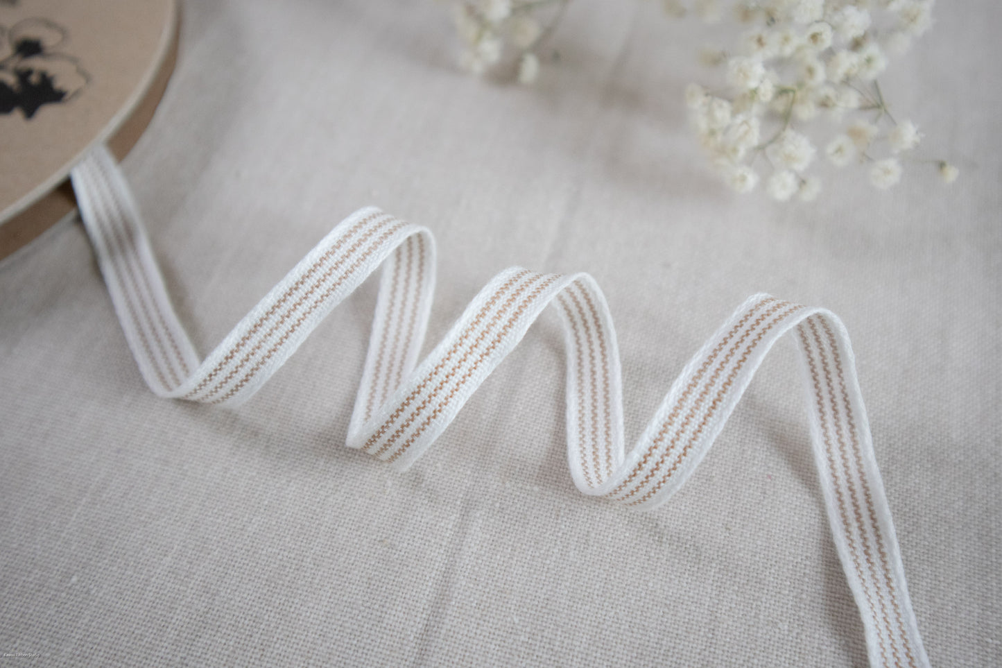 9mm stripe ribbon/ tape in 100% organic cotton