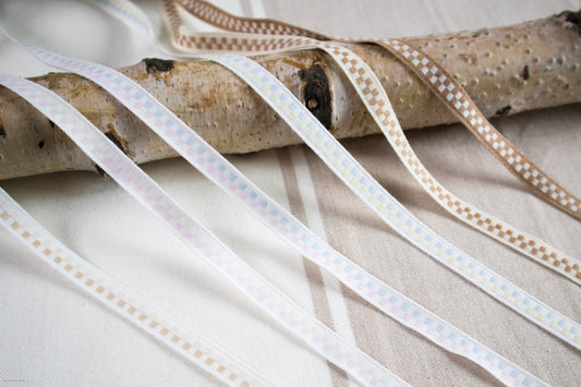 Check ribbon/ tape in 100% organic cotton