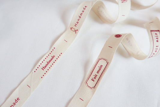 Printed handmade tag/ tape in 100% organic cotton