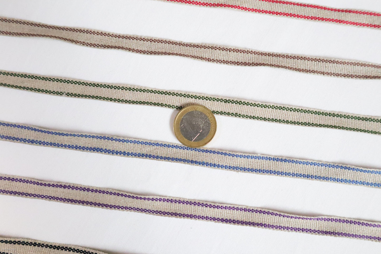 10mm stripe ribbon/ tape in 100% washed linen