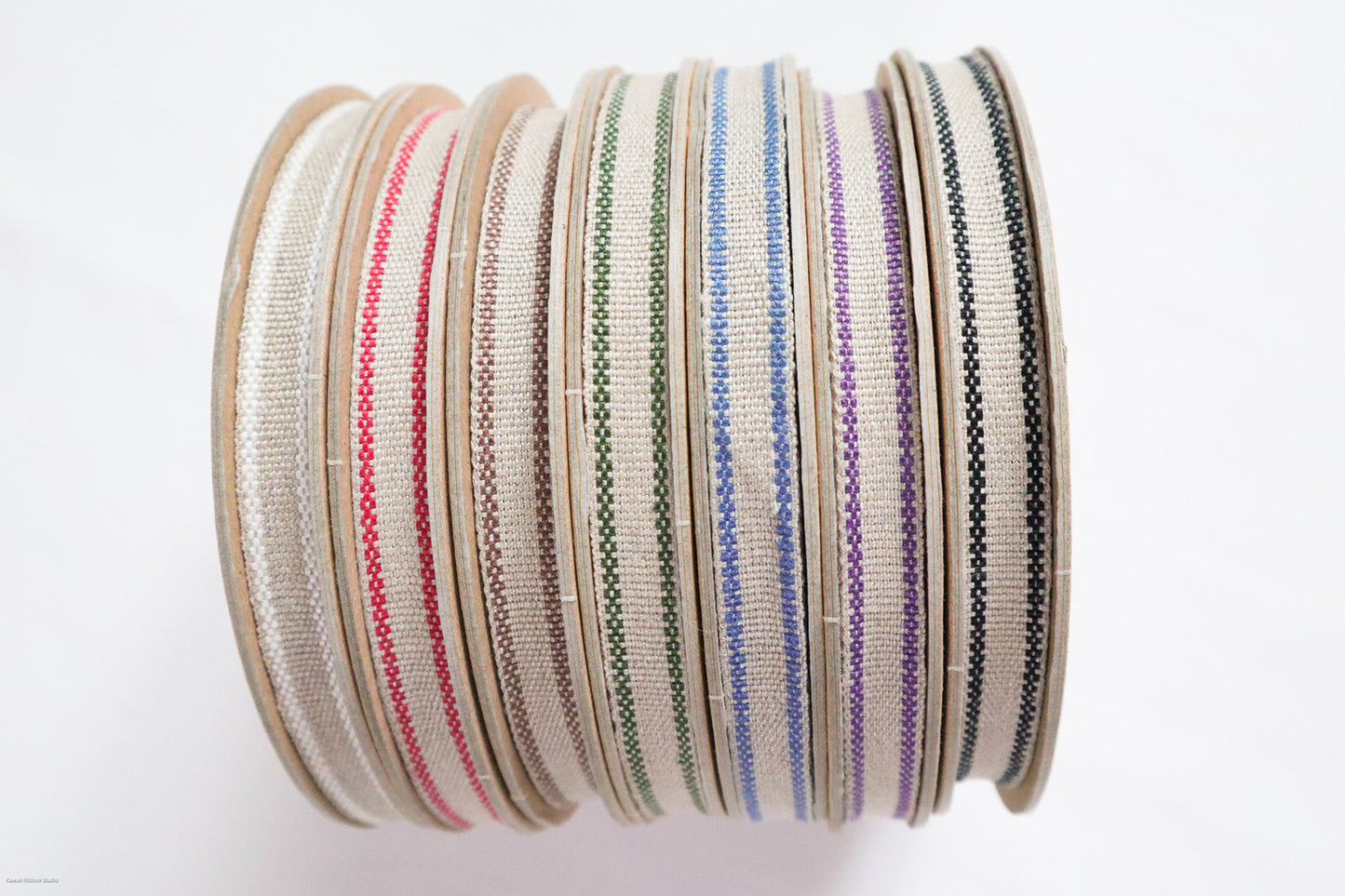 10mm stripe ribbon/ tape in 100% washed linen