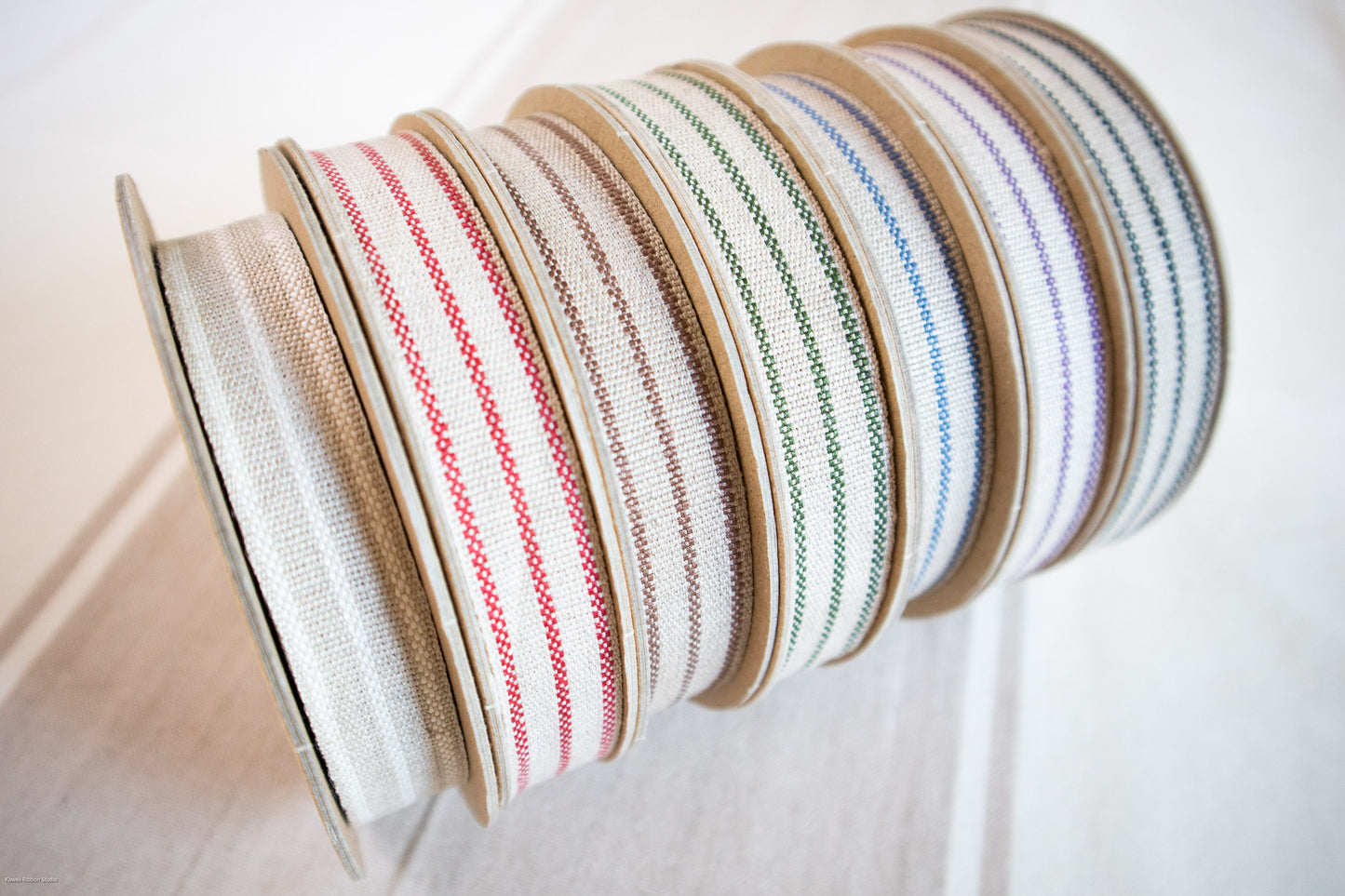 18mm stripe ribbon/ tape in 100% washed linen