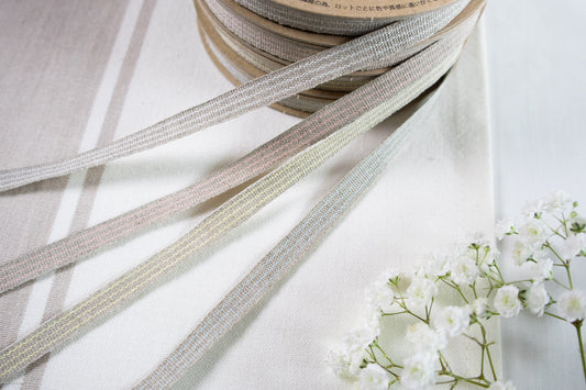 9mm stripe ribbon/ tape in 100% washed linen