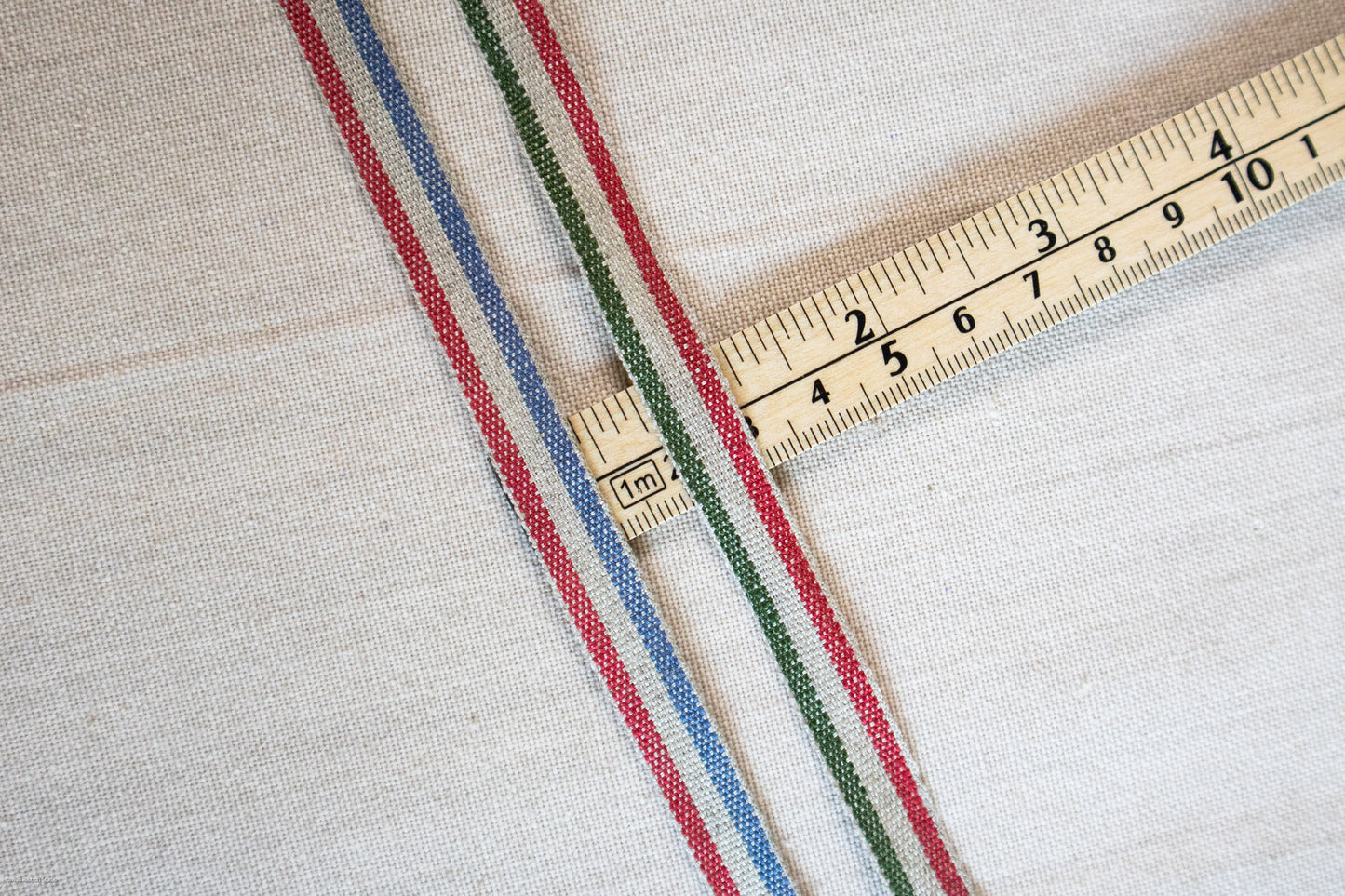 Tricolour ribbon/ tape in 100% washed linen