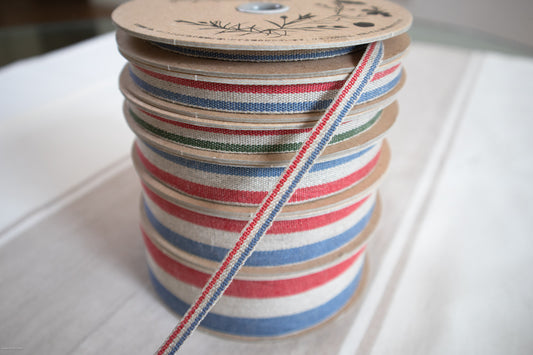 Tricolour ribbon/ tape in 100% washed linen