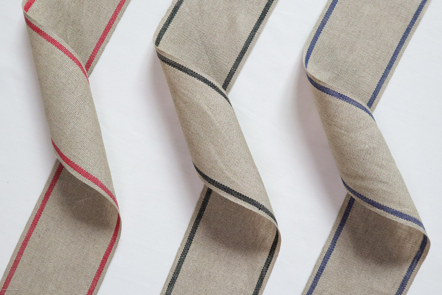 50mm & 75mm stripe ribbon/ tape for embroidery in 100% washed linen