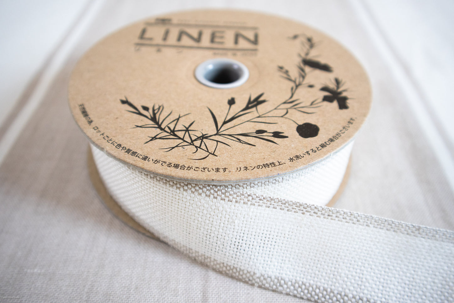 32mm stripe ribbon/ tape for embroidery in 100% washed linen