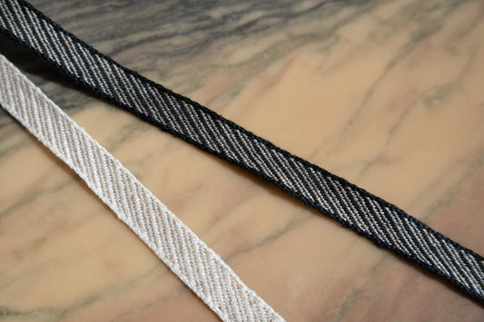 Stripe ribbon/ tape in 100% washed linen in 10mm