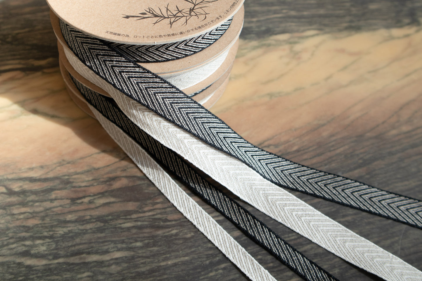 Stripe ribbon/ tape in 100% washed linen in 10mm
