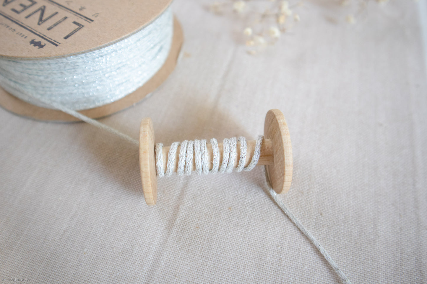 2mm White silver metallic jewelry cord in washed linen