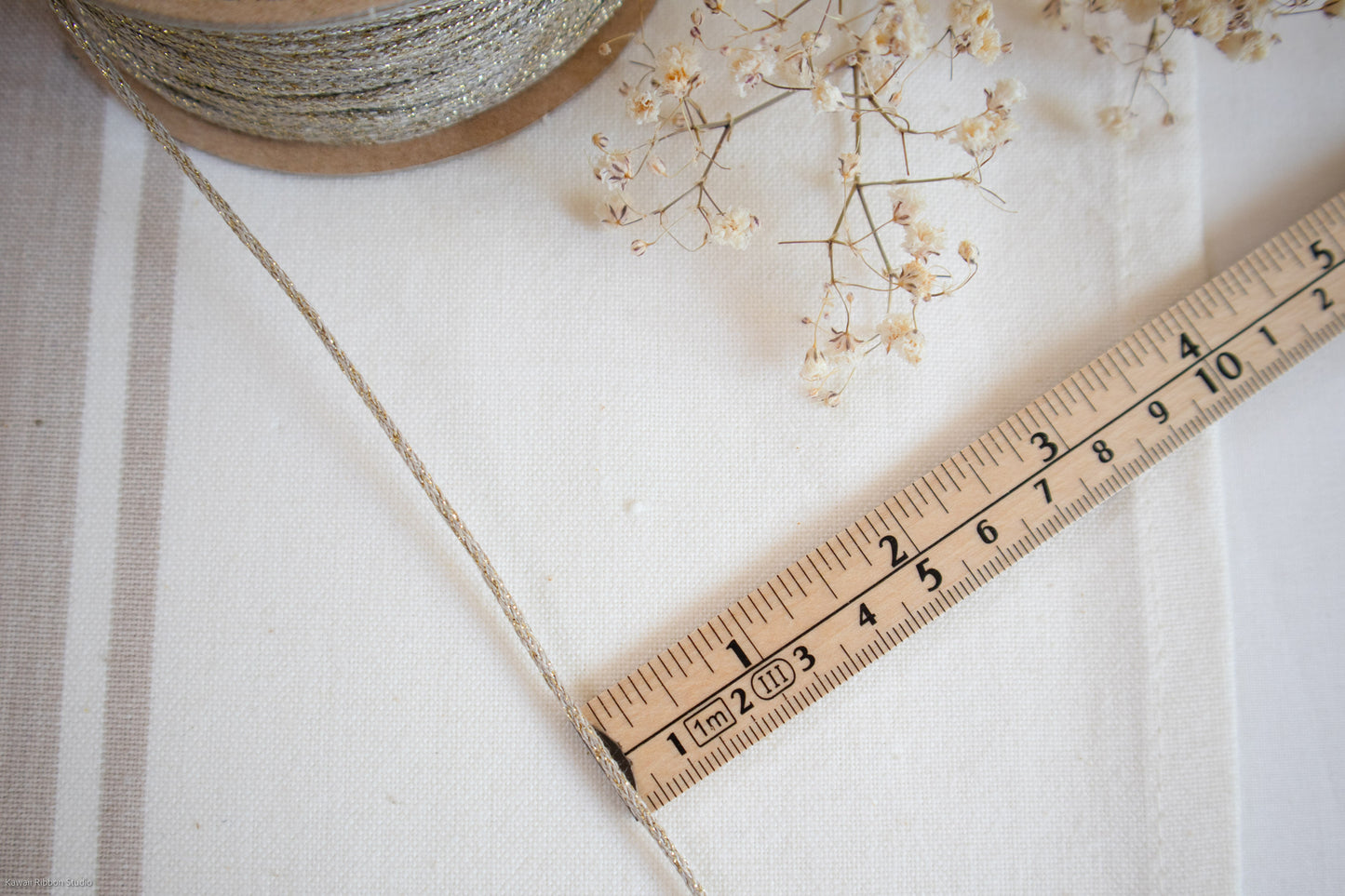 2mm Natural gold metallic jewelry cord in washed linen
