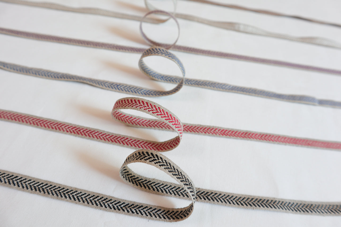 10mm Herringbone ribbon/ tape in 100% washed linen