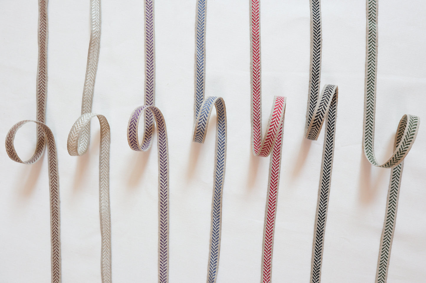 10mm Herringbone ribbon/ tape in 100% washed linen
