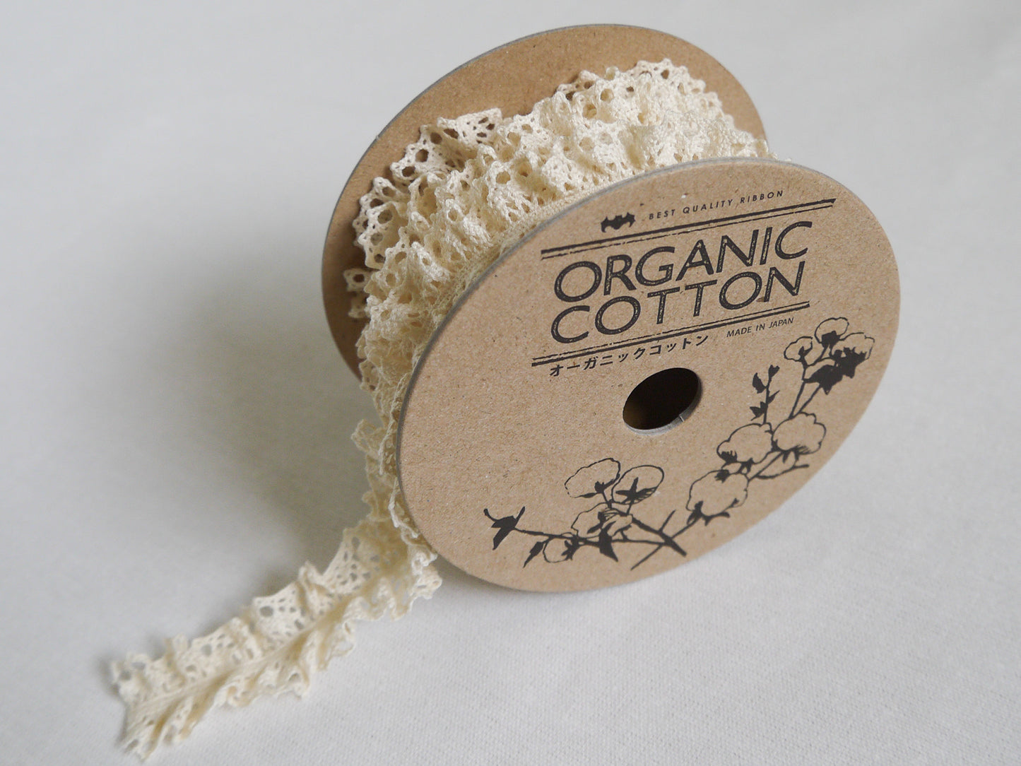 24mm elastic lace ribbon in organic cotton