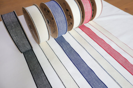 30mm stripe ribbon/ tape in 100% washed linen