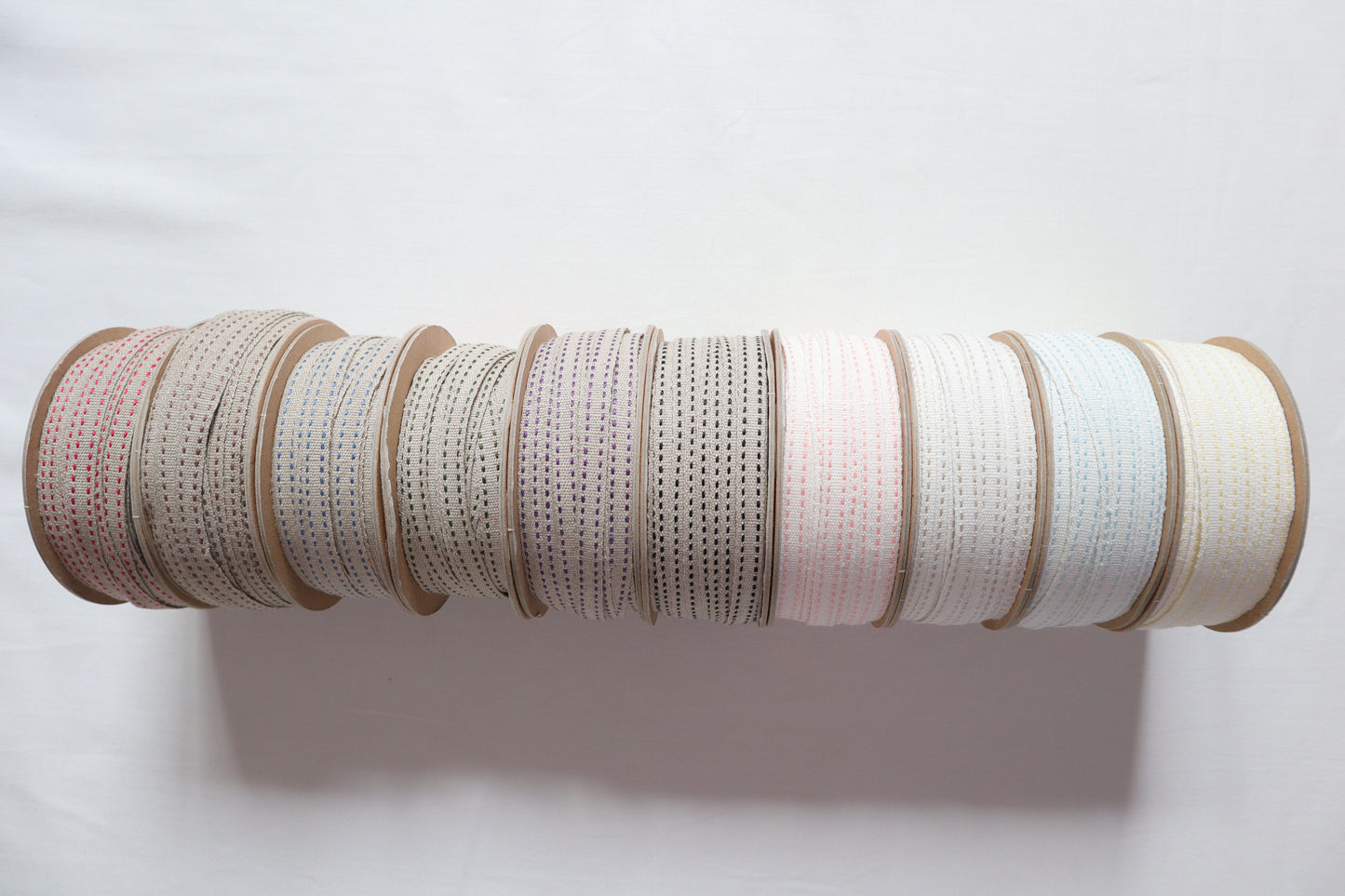 8mm Stitched ribbon/ tape in 100% washed linen