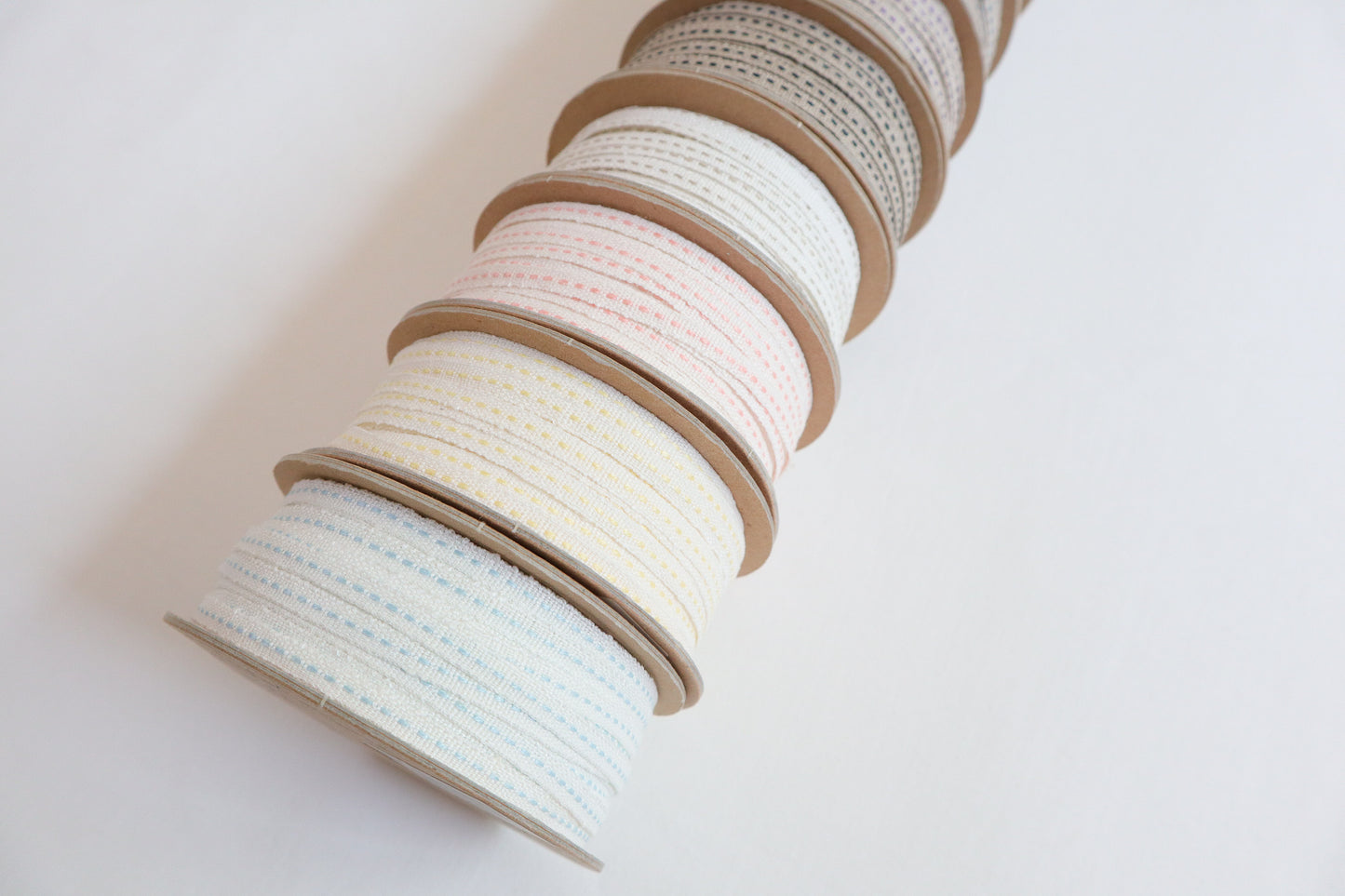 8mm Stitched ribbon/ tape in 100% washed linen